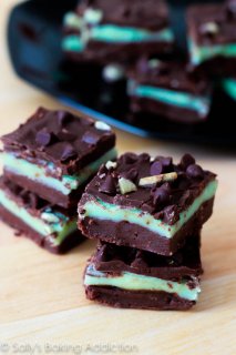 A giant Andes mint in fudge form. So good and dangerously easy! No candy thermometer required.