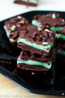 A giant Andes mint in fudge form. So good and dangerously easy! No candy thermometer required.