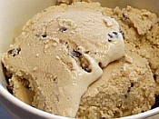 Bowl of homemade goat milk mocha chip ice cream