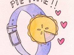 Cartoon of Watch with Pie Face