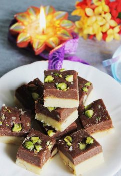 chocolate burfi recipe using khoya chocolate burfi recipe swasthis recipes