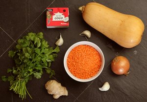 Coconut Pumpkin Soup with Ginger Ingredients