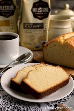 Condensed Milk Pound Cake - A lightly sweet and super moist cake that is perfect for breakfast or dessert! #MillstoneCoffee
