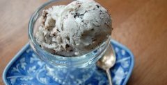 Creamy coconut milk is naturally sweetened,  flavored with mint,  and studded with dark chocolate chunks for an AMAZING dairy free and egg free ice cream! A beloved favorite ice cream flavor,  that's paleo and vegan too! - The Nourishing Gourmet