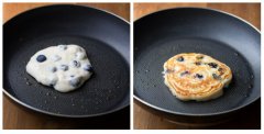 Extra Fluffy Blueberry Almond Pancakes- greek yogurt makes these pancakes so thick and fluffy! sweetpeasandsaffron.com