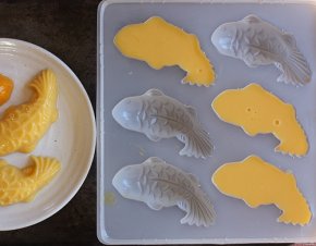 Fresh mango pudding koi fish