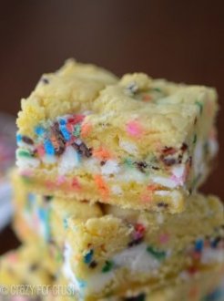 Funfetti Gooey Bars by crazyforcrust.com | These are the best gooey bars I've ever had!