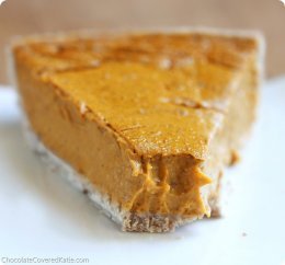 Healthy Pumpkin Pie - satisfies your cravings without weighing you down with fat and sugar... The recipe is easy to make and so impossibly creamy that no one ever guesses it’s secretly good for you! @choccoveredkt