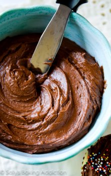 Homemade Milk Chocolate Frosting - smooth, velvety, and rich! Recipe by sallysbakingaddiction.com