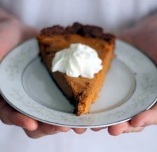 Lightened up Sweet Potato Pie with a sweet and salty pecan crust - gluten free, too!