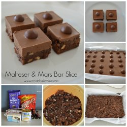 Malteser and Mars Bar Slice Collage