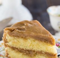 Southern Caramel Cake - moist, vanilla cake with lots of ultra-sweet caramel icing.