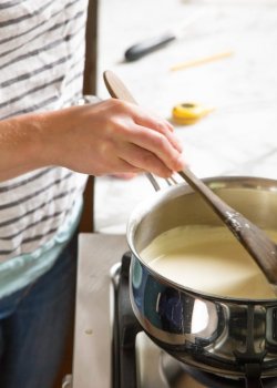 Stir to combine the milk, eggs, and sugar