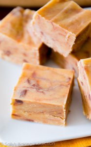 The creamiest, smoothest, peanut butteriest, BEST fudge ever! Only 4 ingredients and no candy thermometer or stove are required. @sallybakeblog