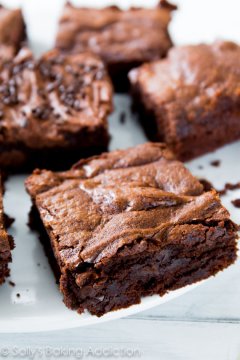 Thick, fudgy, chewy homemade brownies made completely from scratch. You will never make a box mix again!