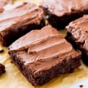 Thick, fudgy, chewy homemade brownies made completely from scratch. You will never make a box mix again!