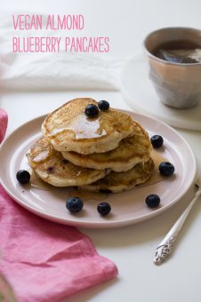 Vegan Almond Blueberry Pancakes | width=