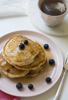 Vegan Almond Blueberry Pancakes | width=