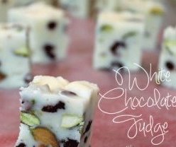 White Chocolate Fudge with Cranberries and Pistachios